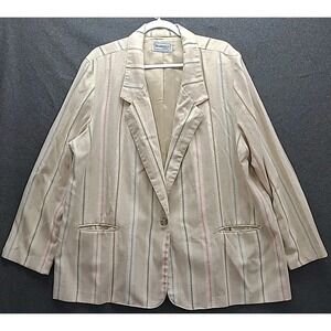 Vtg 90s Requirements Preppy Linen Blazer Jacket Sz 3X Career Light Academia